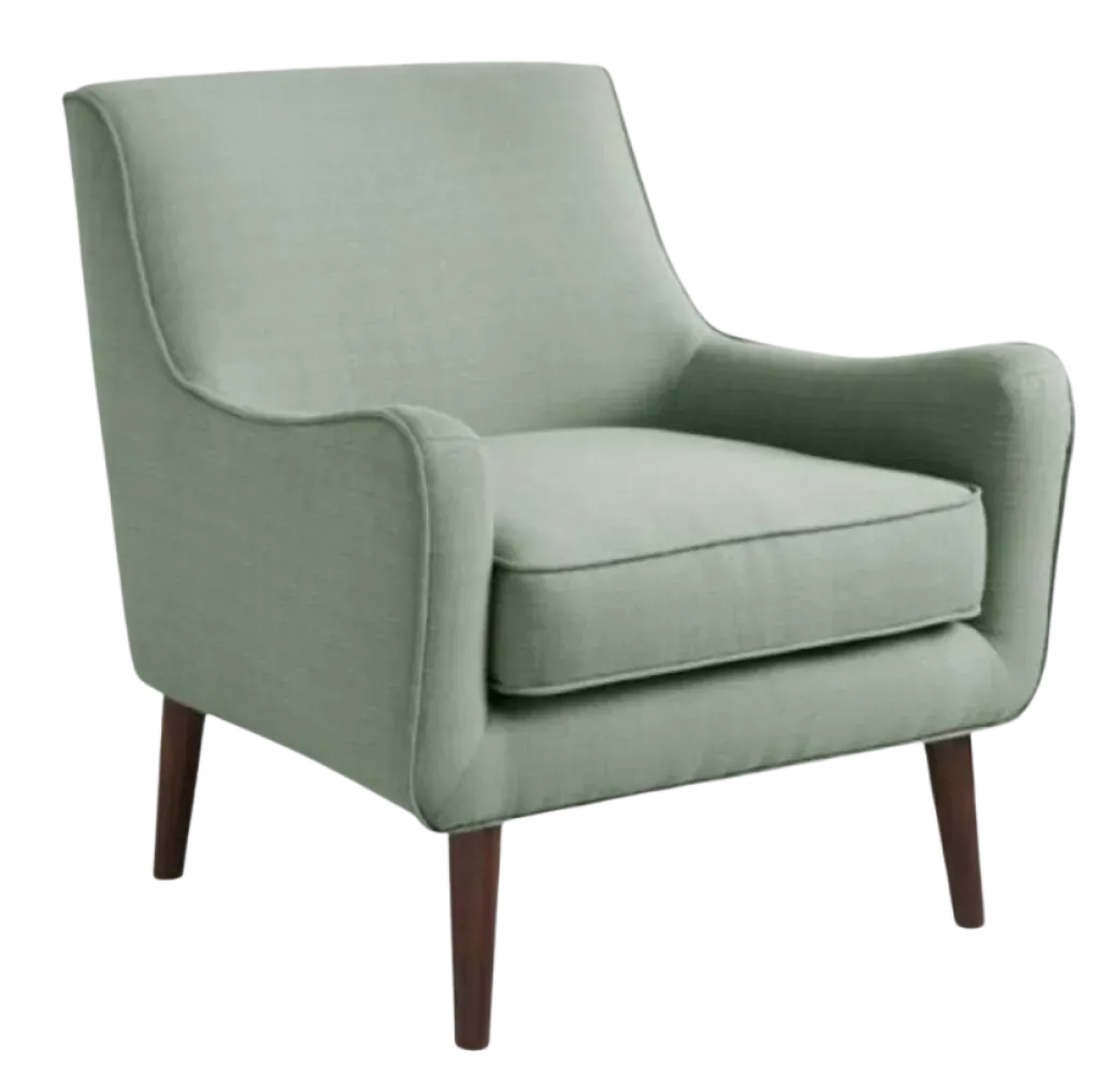 Sage green upholstered armchair