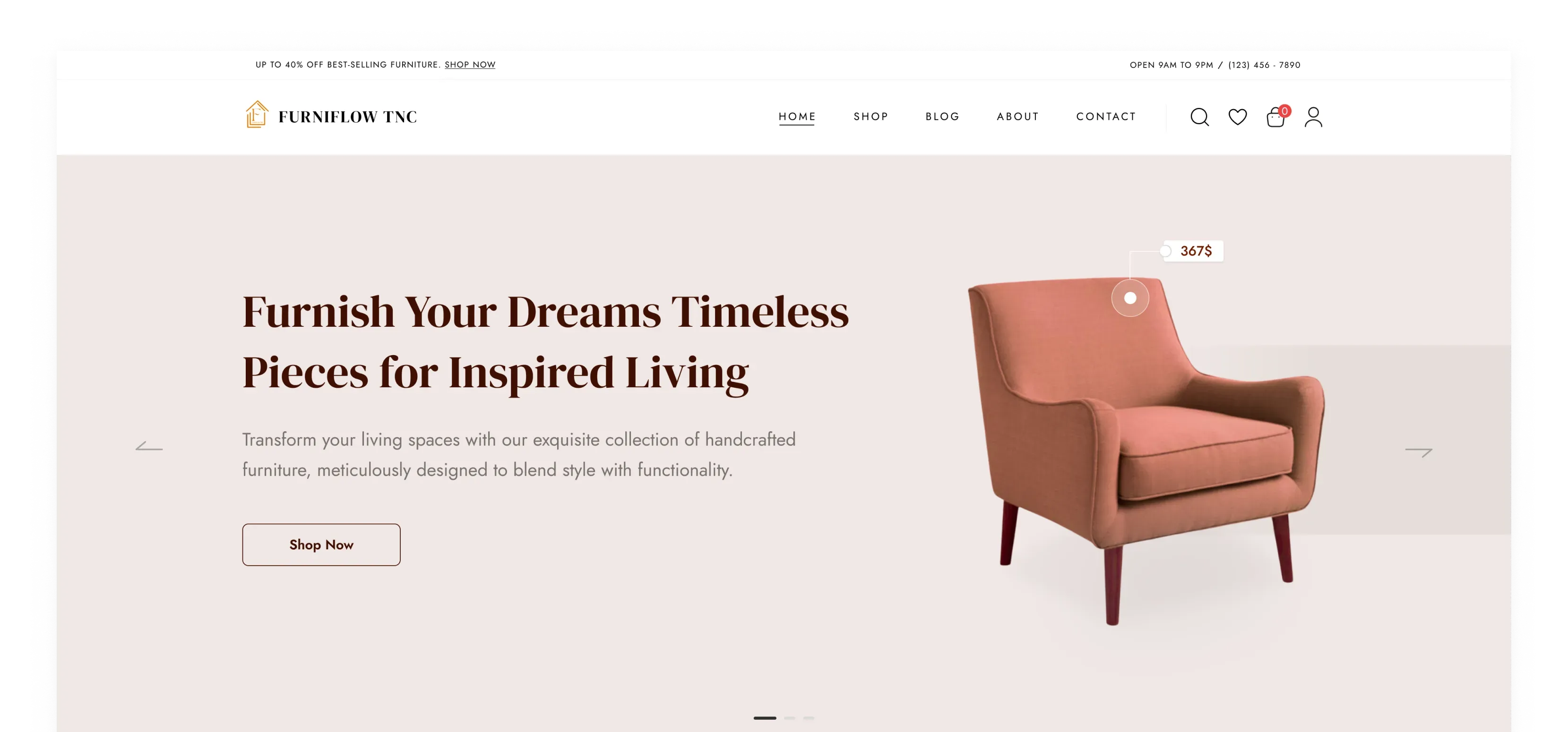 The home page in the Shade + Fluorescent palette.